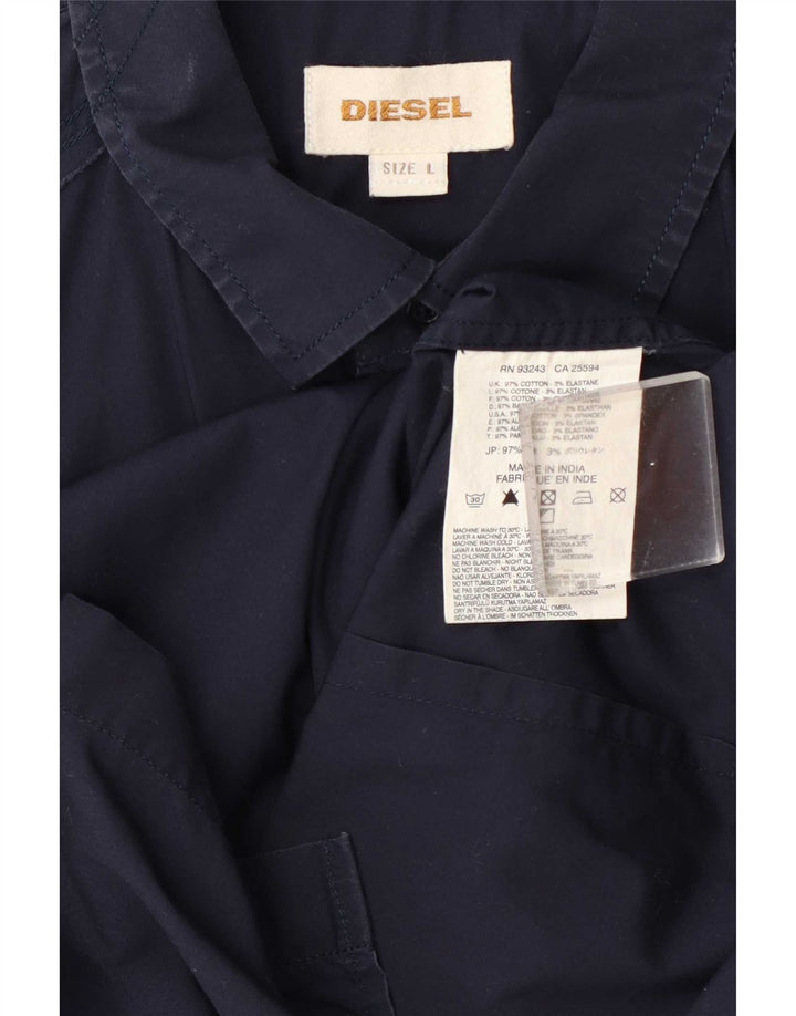 Camicia a maniche corte da uomo Diesel Large in cotone blu navy