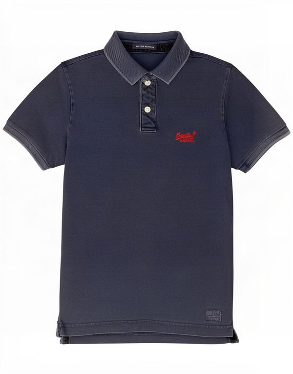 Superdry Mens Polo Shirt Medium Navy Blue Cotton