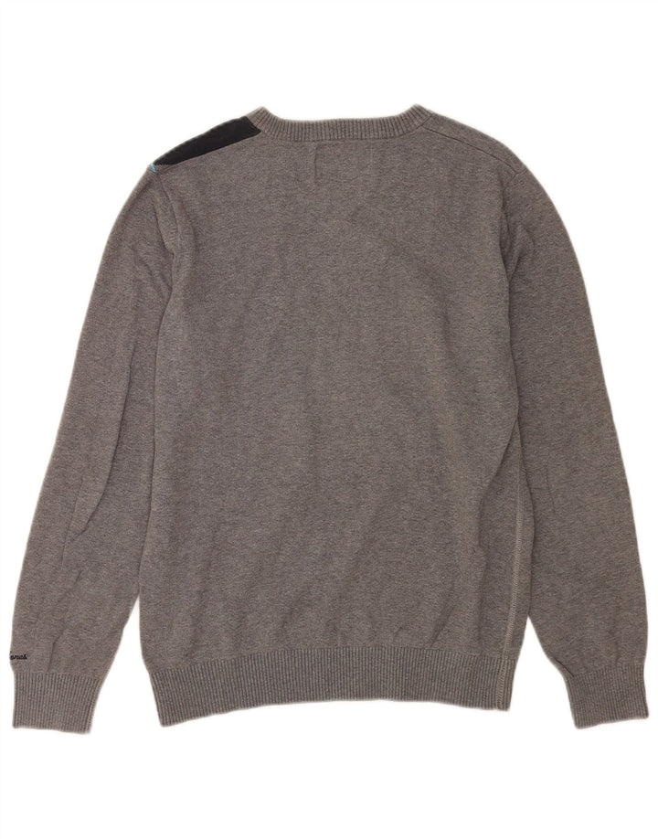 Jack & Jones Maglione da uomo con scollo a V in cotone color block grigio medio