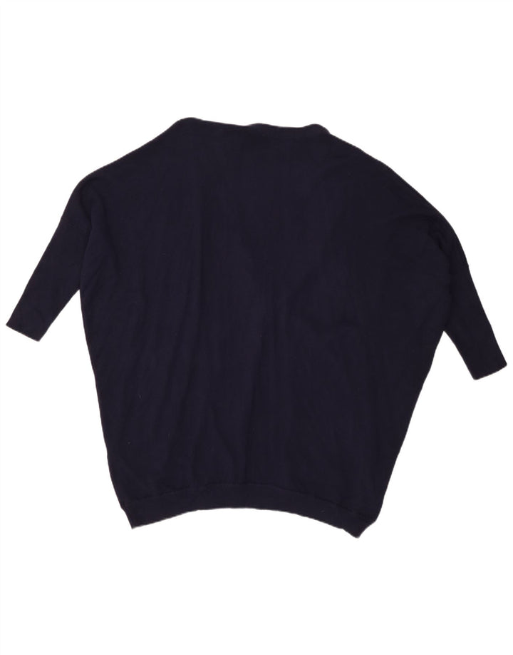 Maglione cardigan oversize con maniche a 3/4 da donna Zara UK 14 Blu navy medio