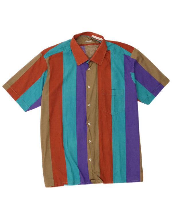 Camicia Uomo Manica Corta Leonardo IT 42 Cotone Rigato Medio Multicolore