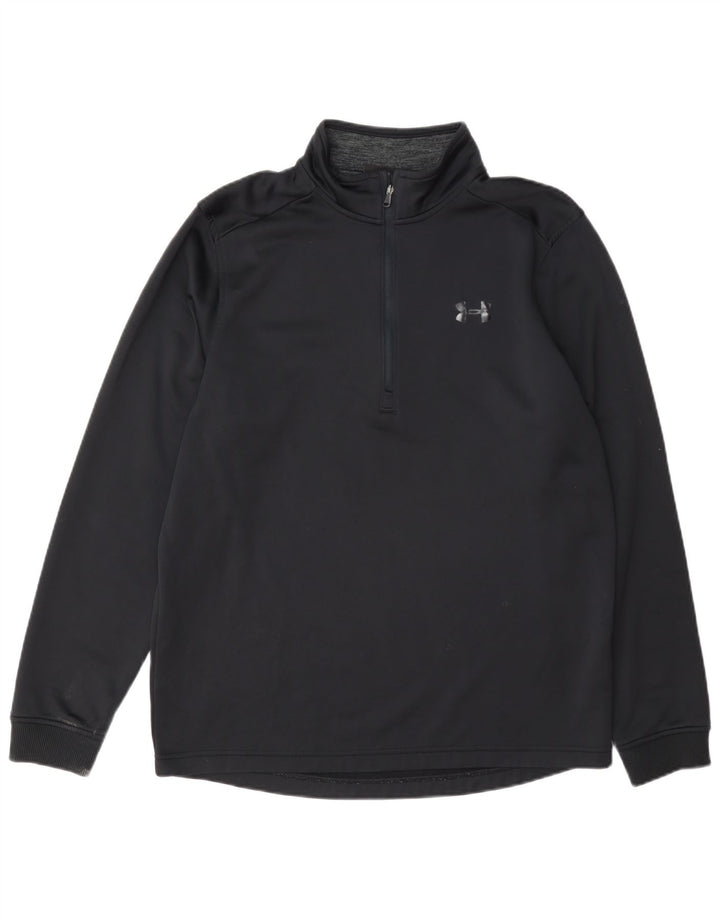 Maglia da ginnastica Under Armour da uomo Cold Gear con zip e collo, colore nero medio