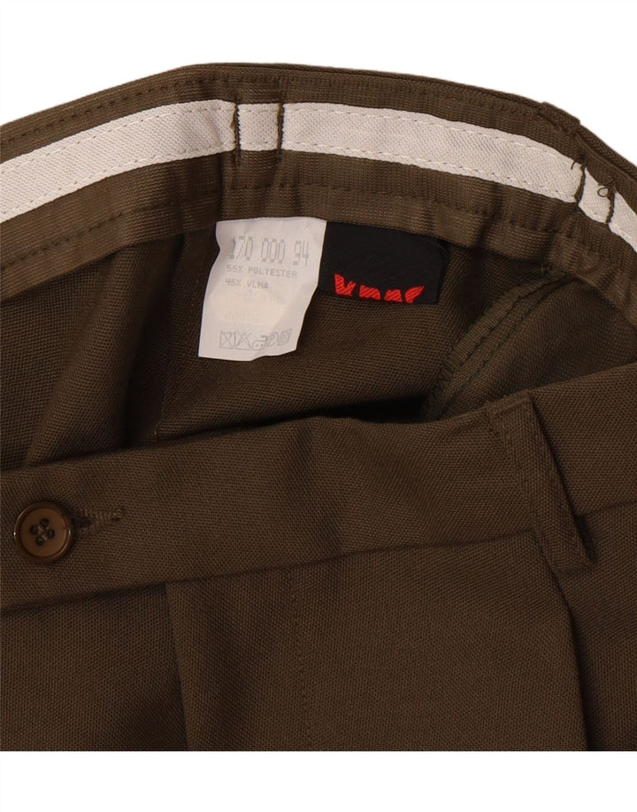 KRAS BRNO Mens Straight Suit Trousers W34 L29 Green Polyester Vintage Kras Brno and Second-Hand Kras Brno from Messina Hembry 