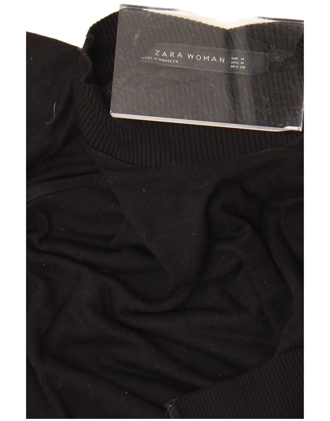 Maglione Zara da donna a maniche corte con collo alto, UK 14, medio, nero
