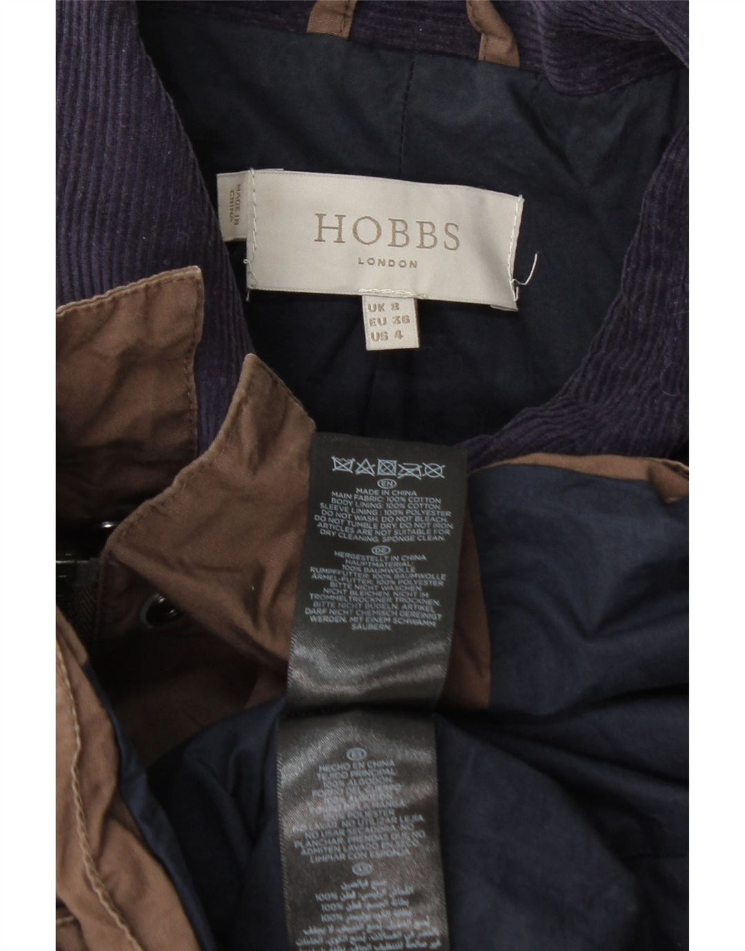 Giacca utility da donna Hobbs UK 8 piccola in cotone marrone
