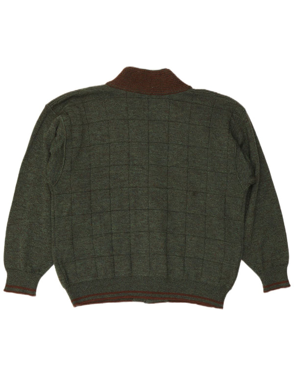 Maglione cardigan da uomo Cerruti 1881 UK 44 XL a quadri verdi