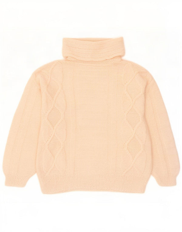 Vintage Womens Roll Neck Jumper Sweater UK 16 Large Pink