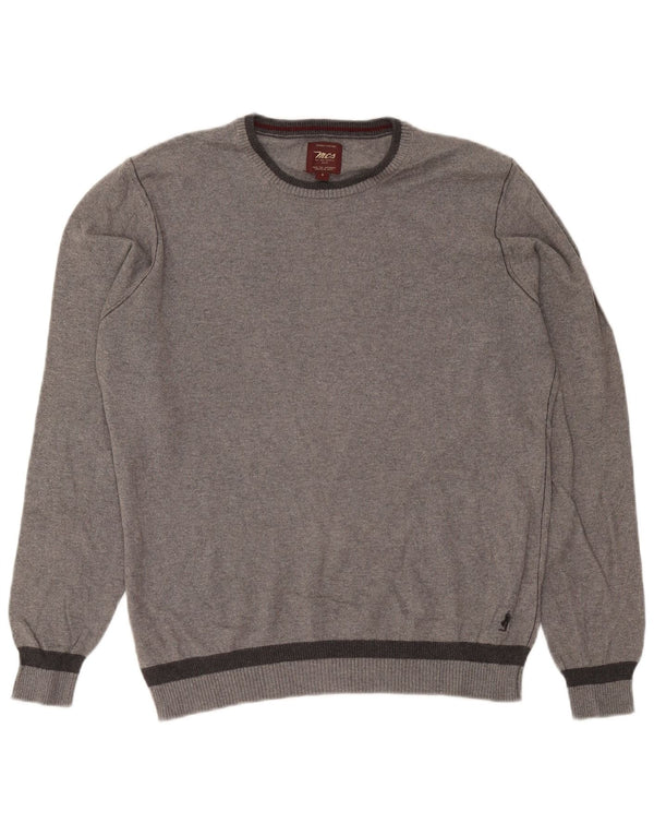 Marlboro Classics Maglione girocollo da uomo in cotone piccolo grigio screziato