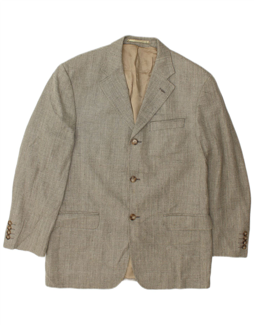 Giacca blazer da uomo Marks & Spencer UK 38 Lana a spina di pesce beige medio