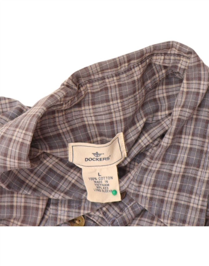 Camicia da uomo Dockers in cotone a quadri grigi grandi