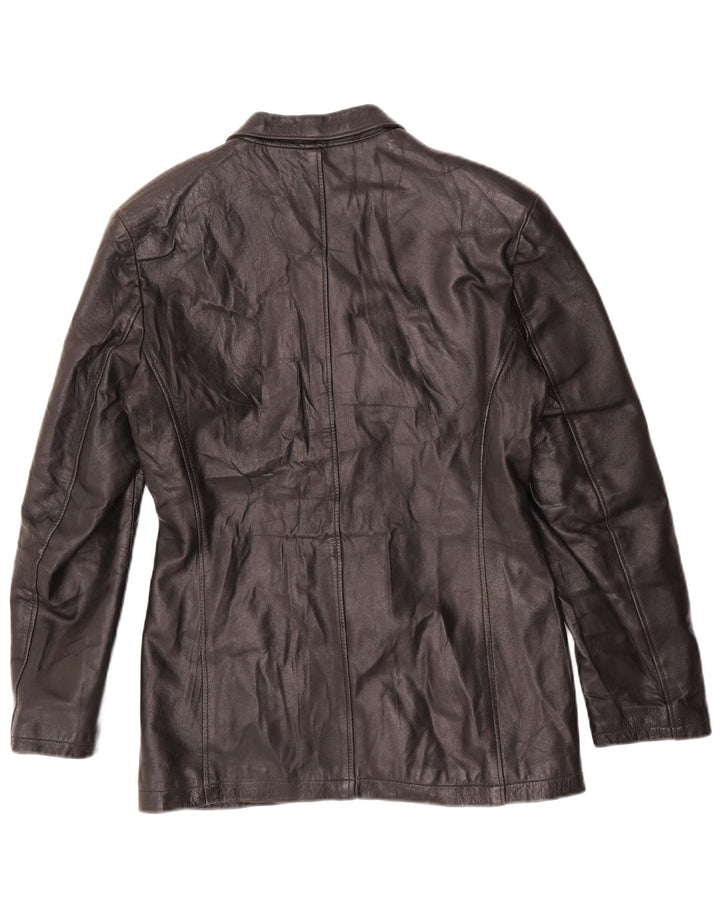 VINTAGE Womens Leather Jacket IT 46 Large Black Leather
