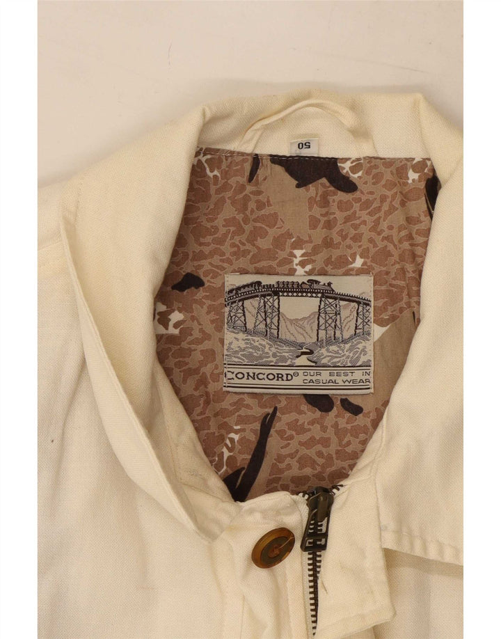 Giacca utilitaria vintage da uomo IT 50 grande in cotone bianco sporco