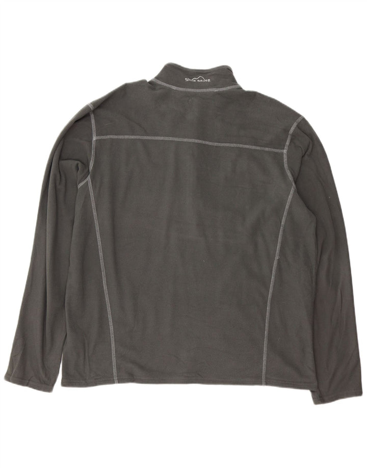 Maglione in pile da uomo Eddie Bauer con zip e collo XL in poliestere grigio