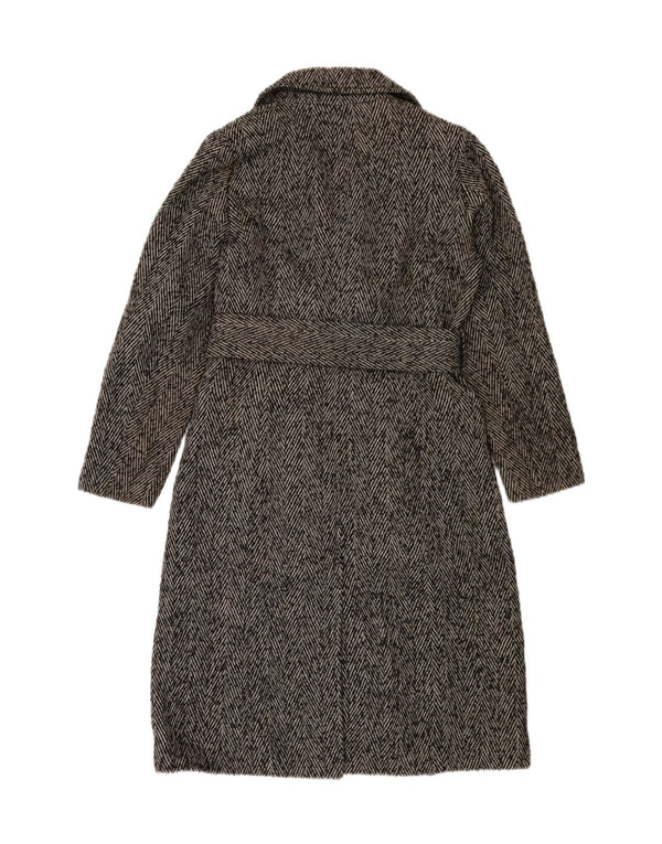 Cappotto doppiopetto da donna Marks & Spencer UK 10 piccolo grigio a spina di pesce