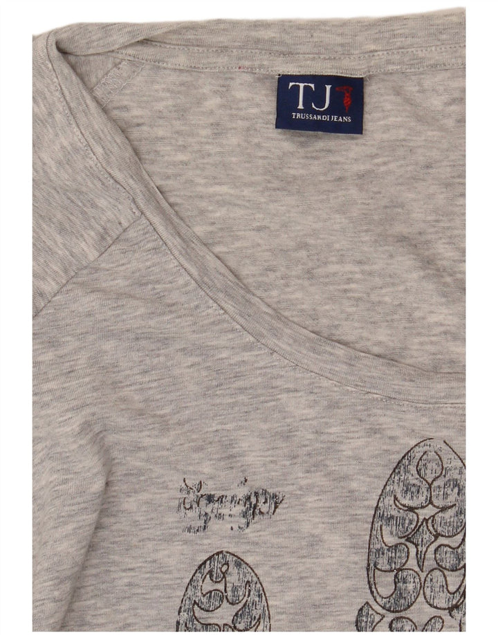 T-shirt grafica da donna Trussardi Jeans Top UK 12 Grigio medio