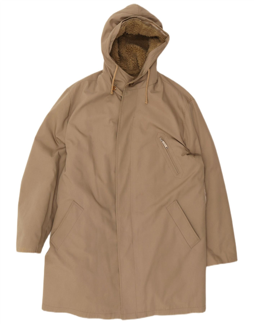 Giacca parka con cappuccio vintage da uomo UK 40 grande beige