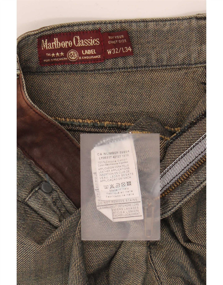 Jeans dritti da uomo Marlboro Classics W32 L34 cotone color block grigio