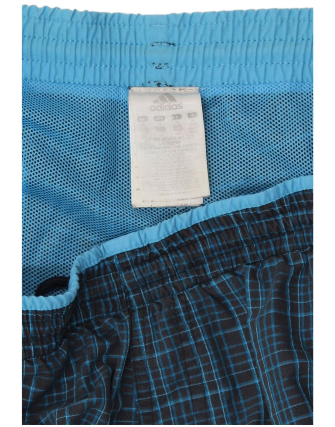 Pantaloncini da bagno da uomo Adidas XL blu navy a quadri in poliammide
