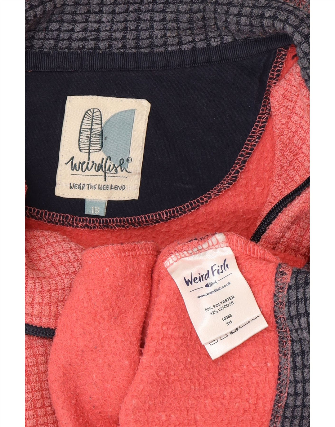 Maglione in pile da donna con collo con zip Weird Fish UK 16 grande poliestere rosa