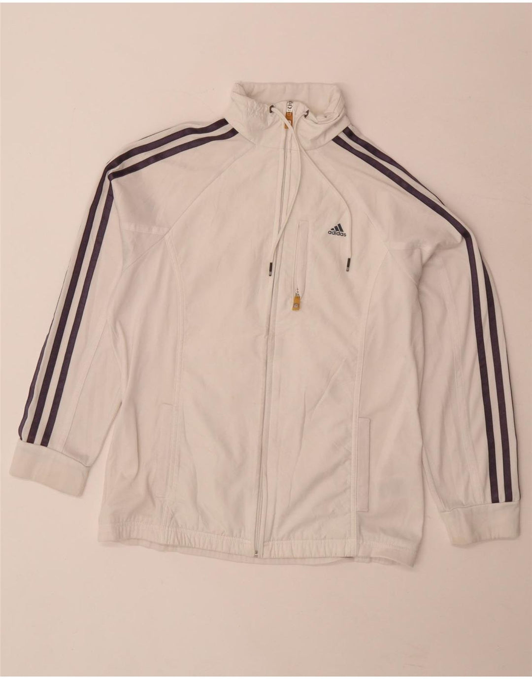 Giacca da tuta da donna Adidas Climalite UK 14 grande poliestere bianco