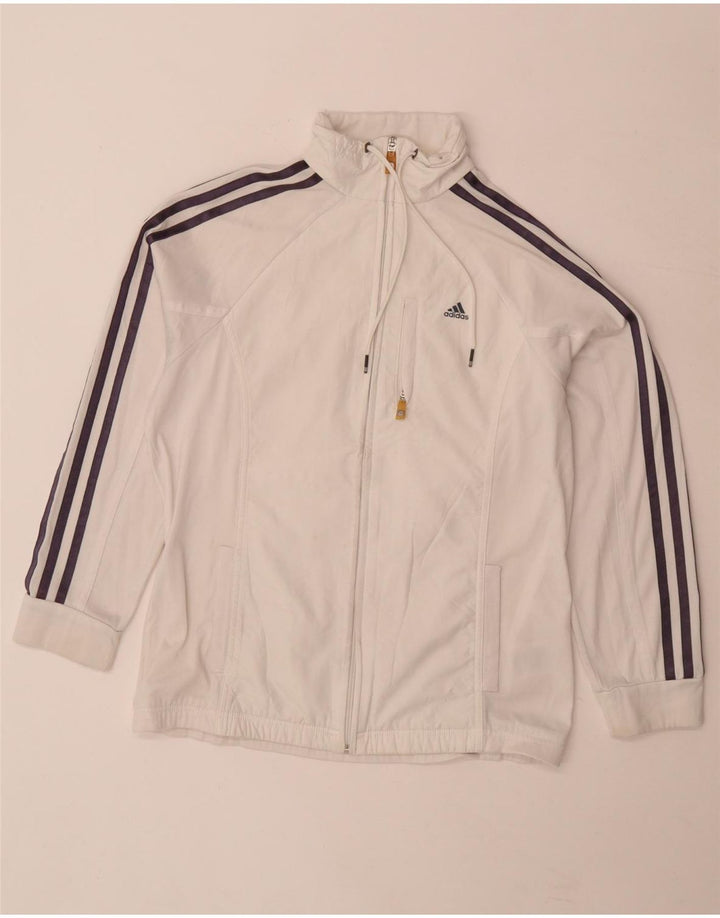 Giacca da tuta da donna Adidas Climalite UK 14 grande poliestere bianco