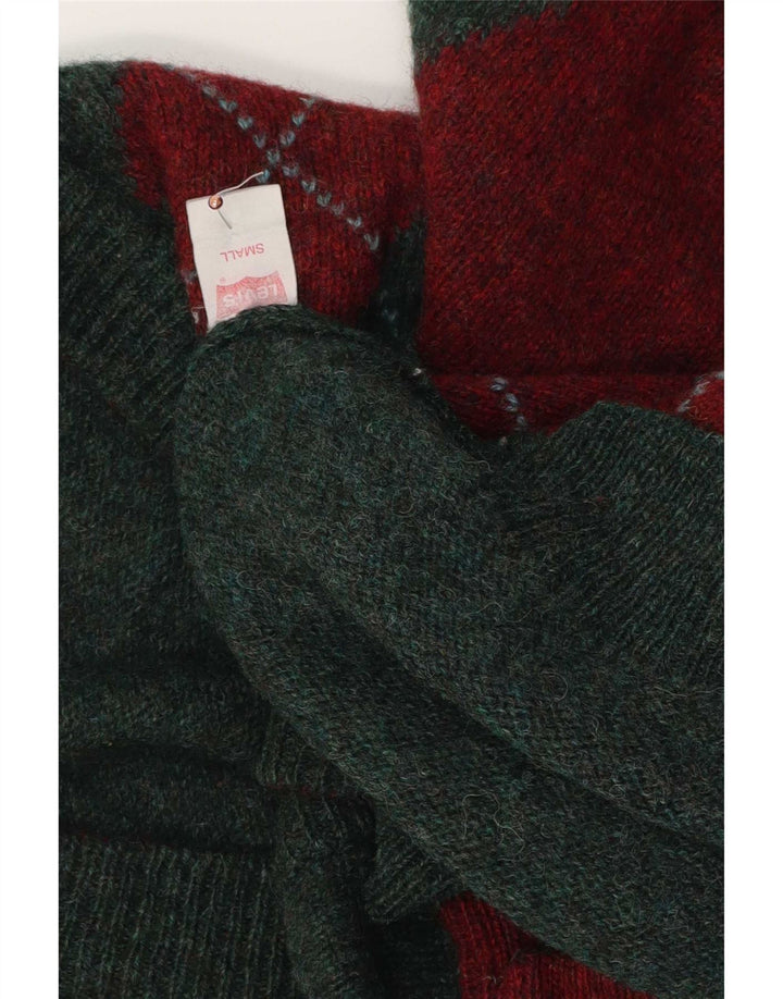Maglione cardigan da uomo Levi's piccolo verde a rombi/diamante in lana vergine