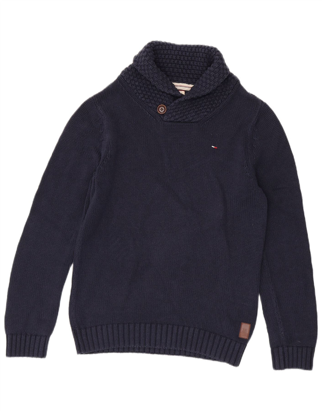 Maglione maglione da uomo con collo a scialle Tommy Hilfiger blu navy medio