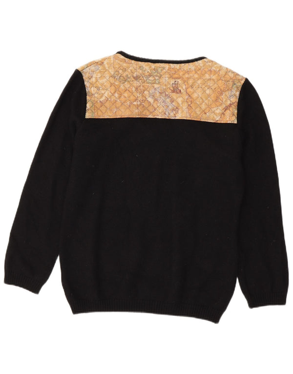 ALVIERO MARTINI Maglione Donna Scollo a V IT 48 XL Lana Merino Nera