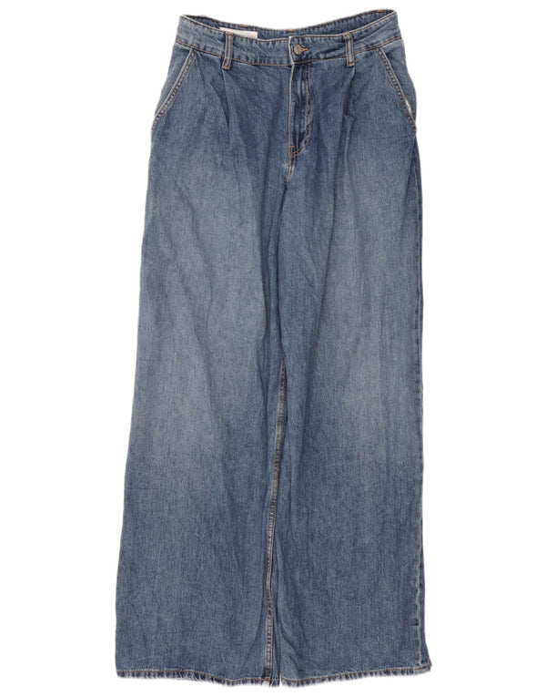 Jeans Zara da donna a vita alta a gamba larga EU 38 Small W28 L31 cotone blu