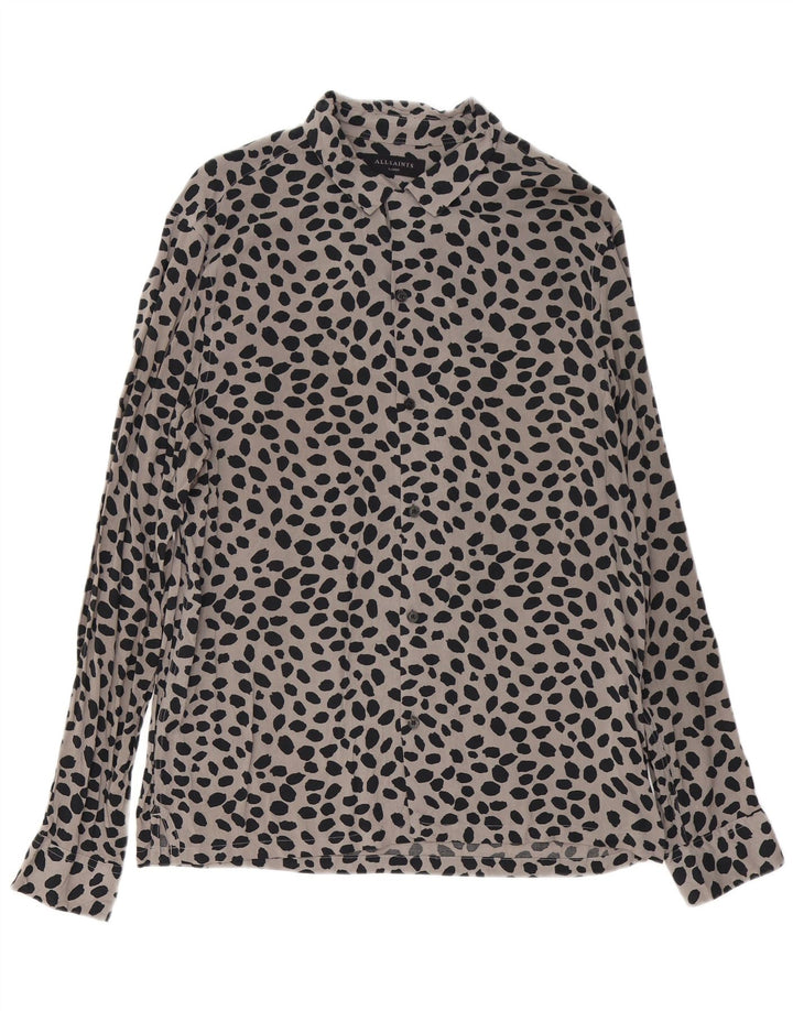 Camicia da uomo All Saints Large in viscosa stampa animalier grigia