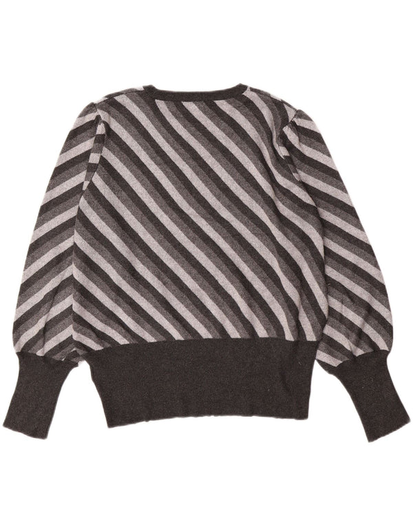 MARKS & SPENCER Maglione maglione girocollo da donna UK 18 XL a righe grigie