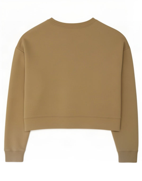 Felpa corta oversize da donna Puma UK 10 piccola in cotone beige