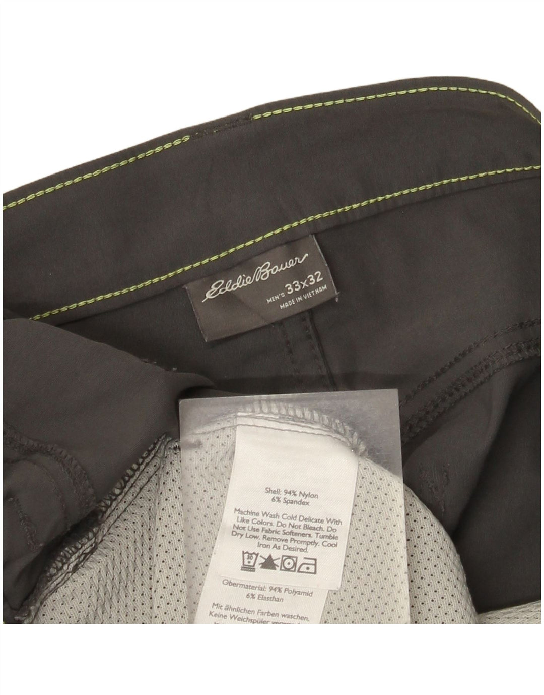 Pantaloni casual dritti da uomo Eddie Bauer W33 L32 nylon grigio