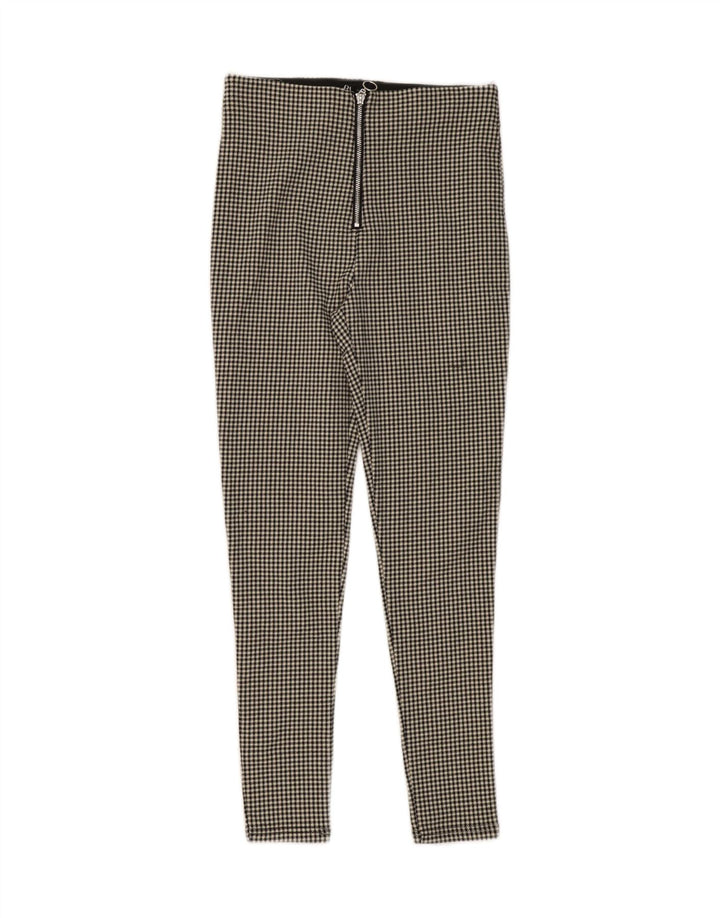 ZARA Womens Slim Casual Trousers Medium W28 L28 Black Houndstooth Viscose Vintage Zara and Second-Hand Zara from Messina Hembry 