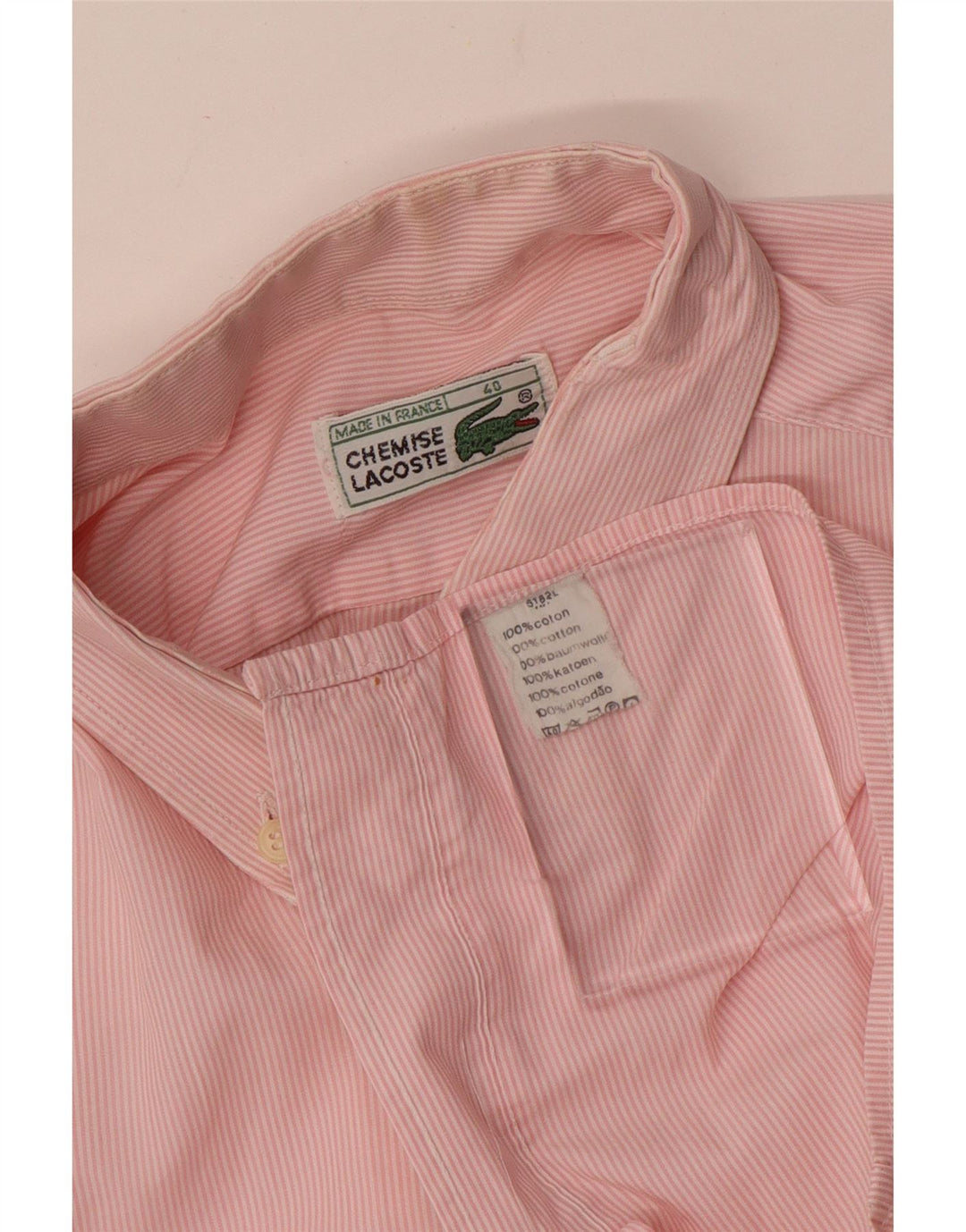 Camicia da uomo Lacoste taglia 40 cotone gessato rosa medio