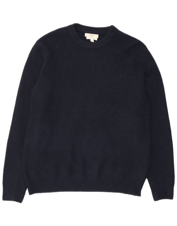 Maglione maglione girocollo da uomo Marks & Spencer grande acrilico blu navy