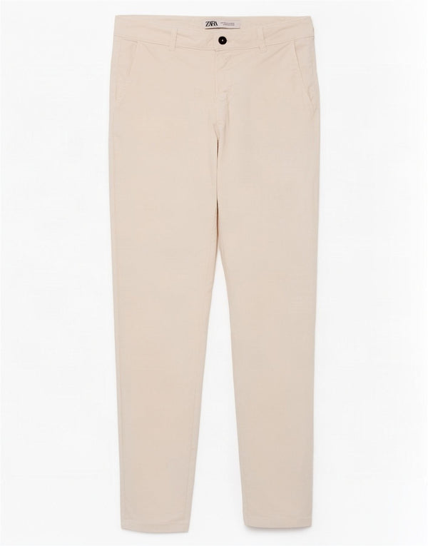 Pantaloni chino skinny da uomo Zara EU 42 Large W32 L29 bianco sporco