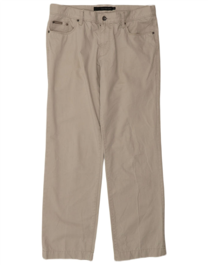 CALVIN KLEIN Pantaloni cargo dritti da uomo W34 L32 Cotone grigio