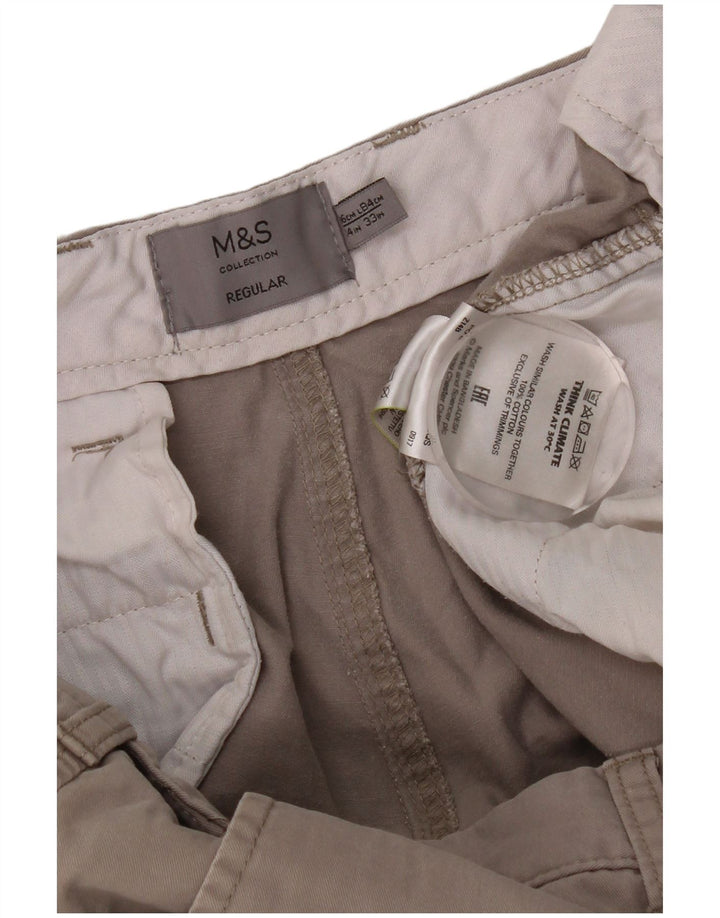 Pantaloni chino regolari da donna Marks & Spencer W34 L29 cotone grigio