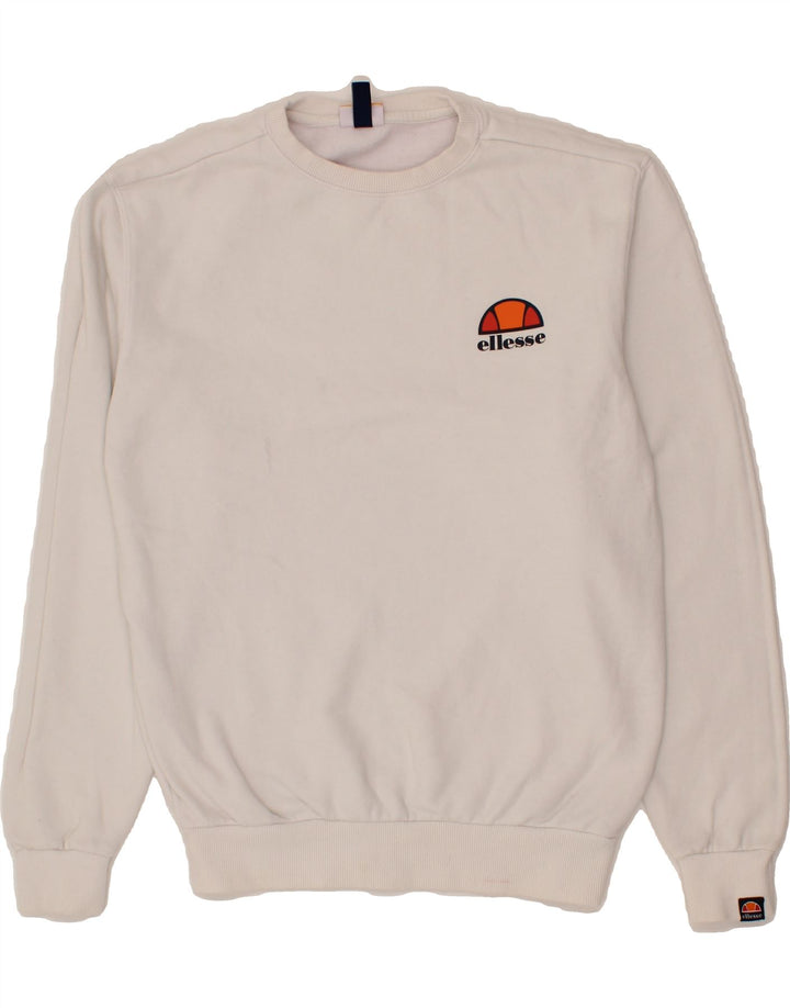 ELLESSE Womens Oversized Sweatshirt Jumper UK 8 Small White Cotton Vintage Ellesse and Second-Hand Ellesse from Messina Hembry 
