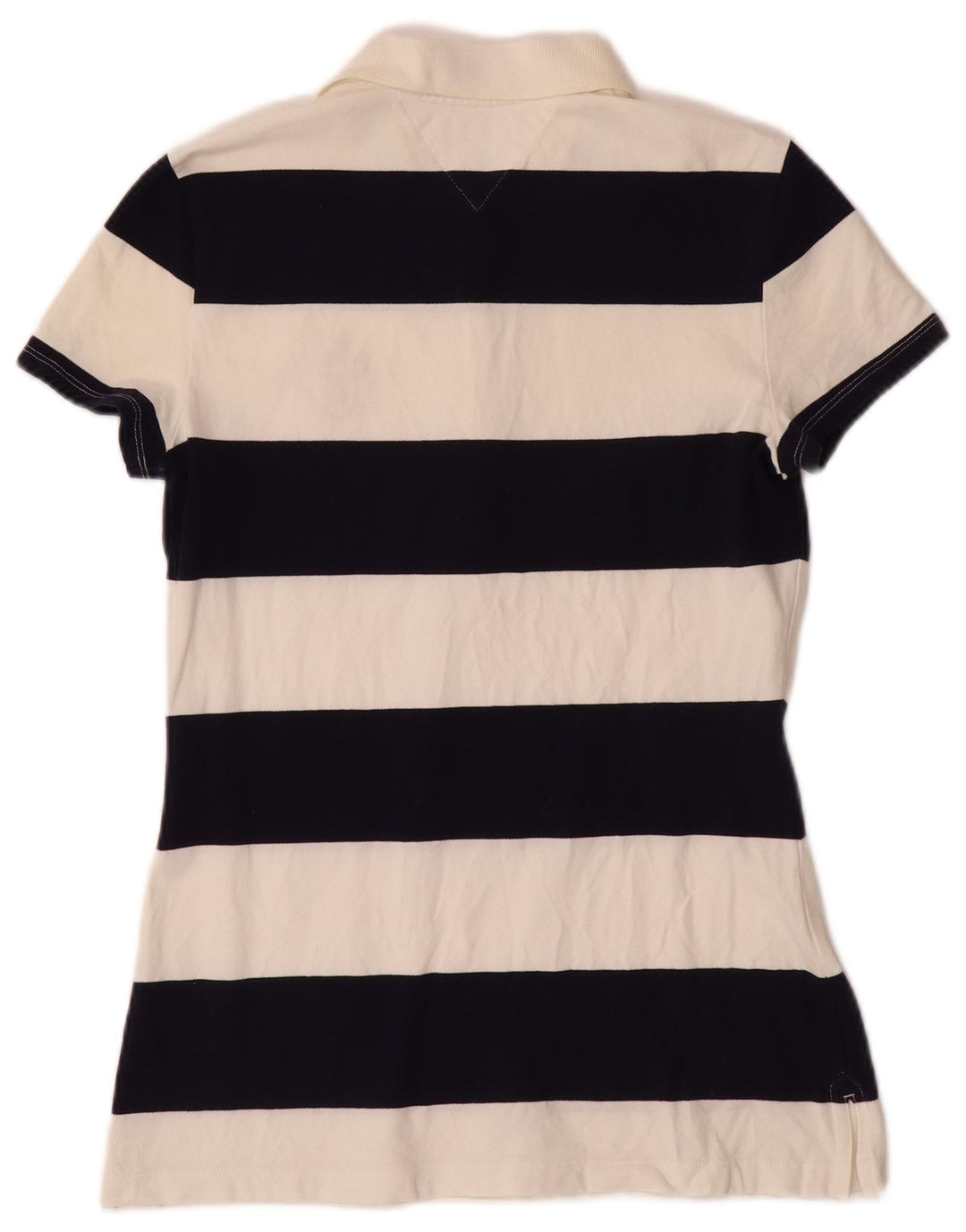 TOMMY HILFIGER Polo da donna UK 12 cotone a righe bianco sporco medio