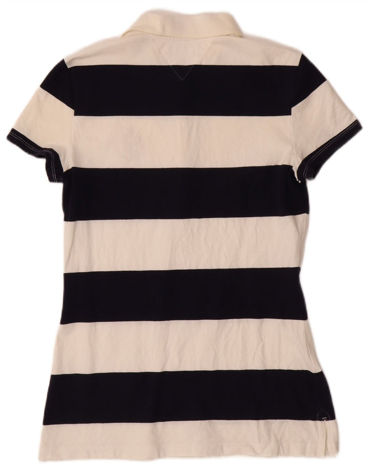 TOMMY HILFIGER Polo da donna UK 12 cotone a righe bianco sporco medio