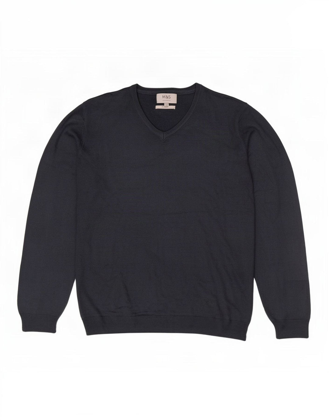 Maglione maglione con scollo a V da uomo Marks & Spencer XL blu navy acrilico