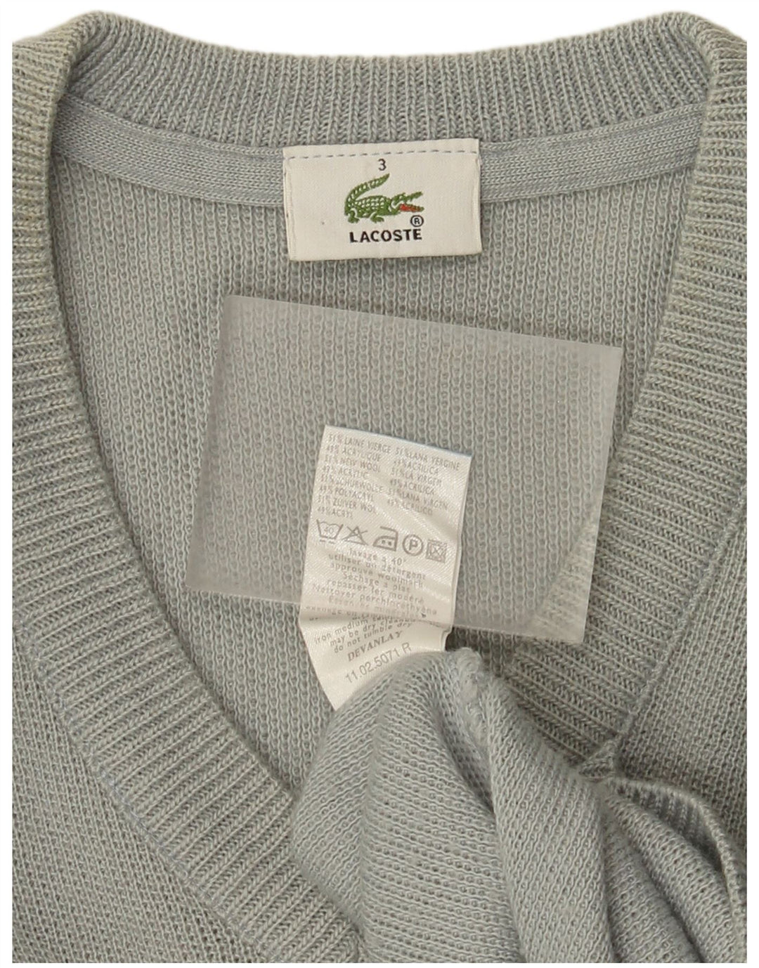 Maglione da uomo con scollo a V Lacoste taglia 3 piccolo in lana verde