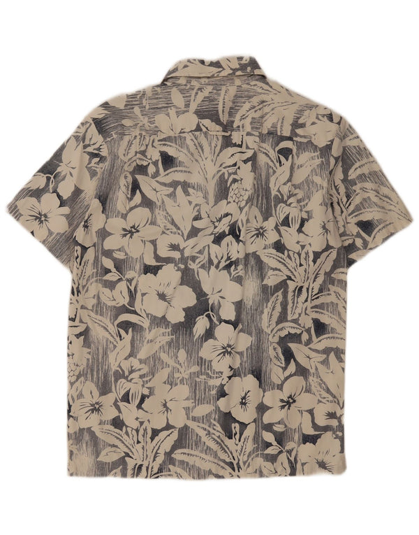Camicia a maniche corte da uomo Benetton piccola in cotone floreale beige