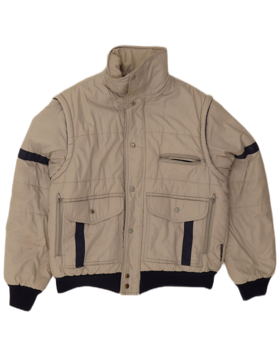 Giacca utilitaria vintage da uomo UK 38 Poliestere color block grigio medio