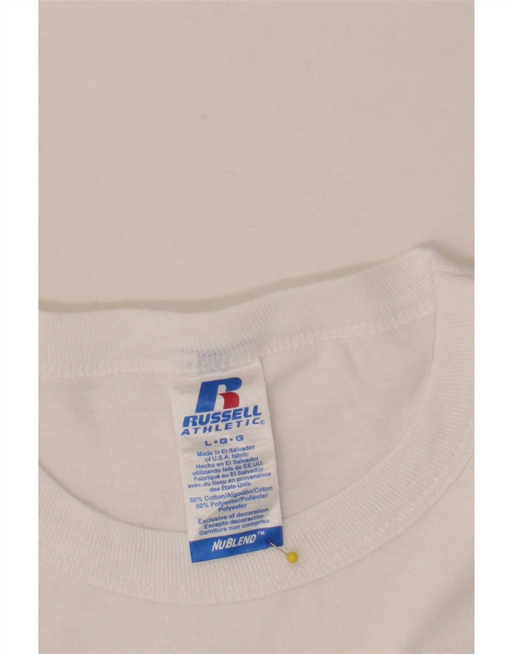T-shirt grafica da uomo Russell Athletic Top grande in cotone bianco