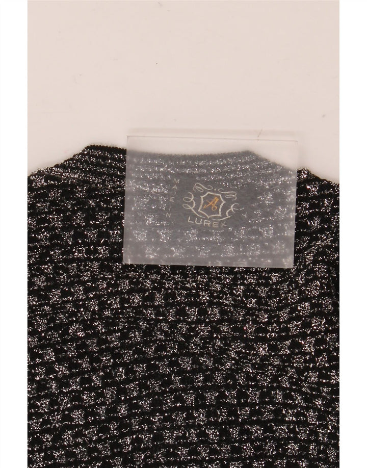 Canottiera vintage da donna UK 14 media nera geometrica