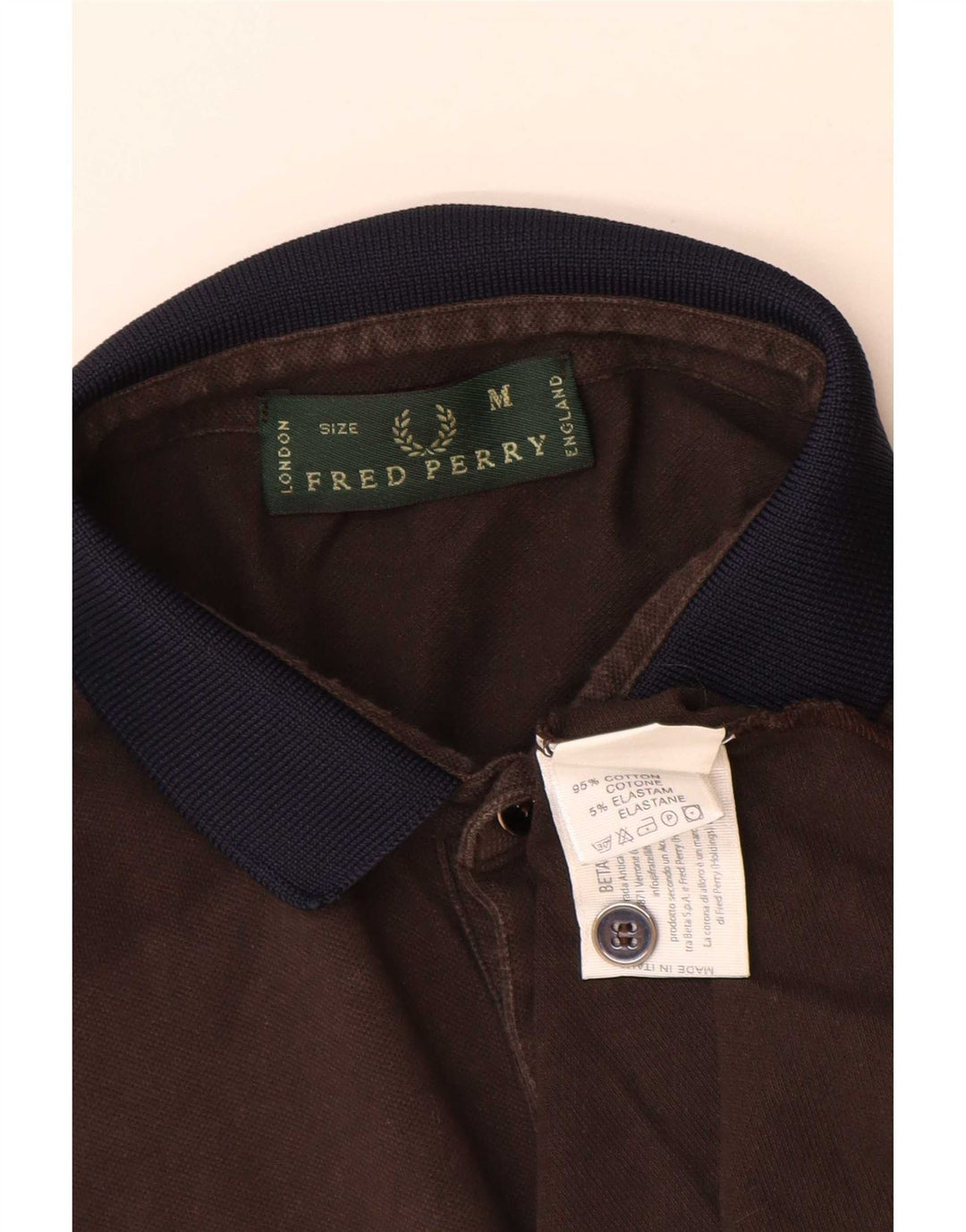Polo da rugby da uomo a maniche lunghe Fred Perry in cotone marrone medio
