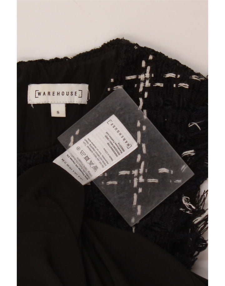 WAREHOUSE Abito tubino senza maniche da donna UK 8 piccoli quadri blu navy